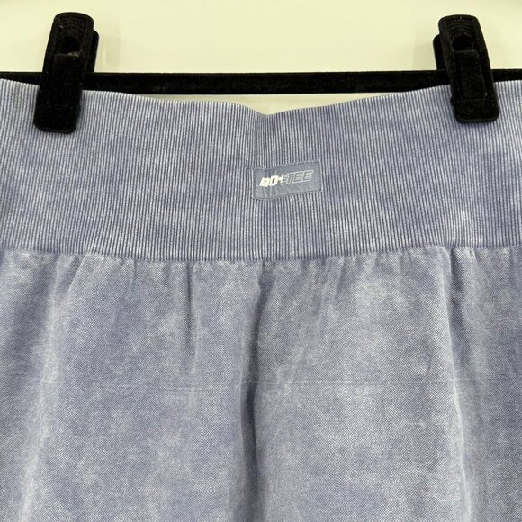 Bo+Tee High-Waisted Ribbed Leggings L Blue Nylon/Elastane Stretchy Gym Wear - Picture 3 of 9
